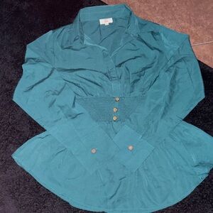 Teal Button-Up Women's Top